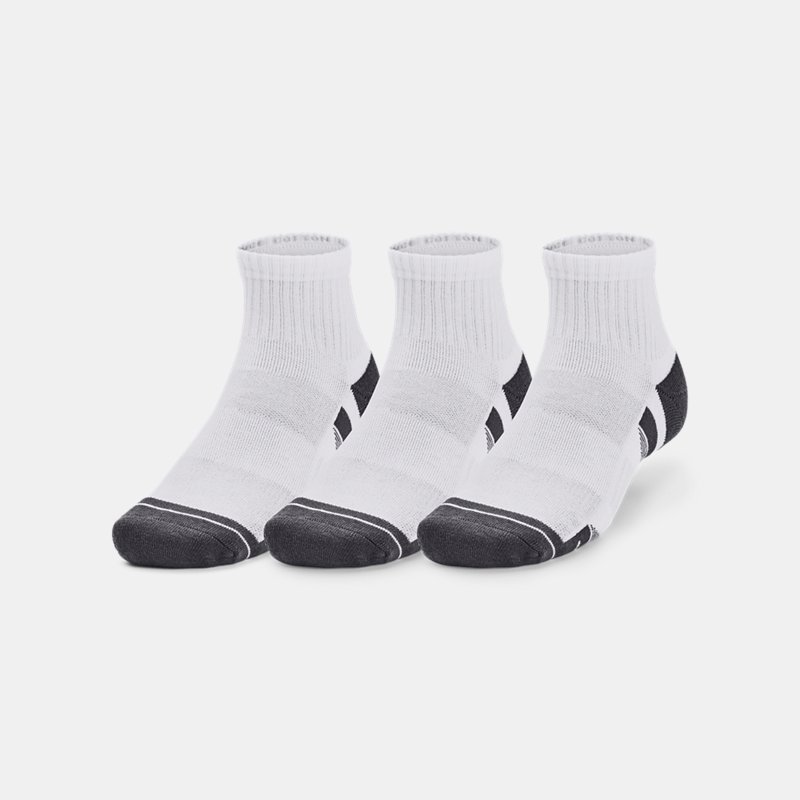 Unisex Under Armour Performance Cotton 3-Pack QUnder Armourrter Socks White / White / Pitch Gray XL